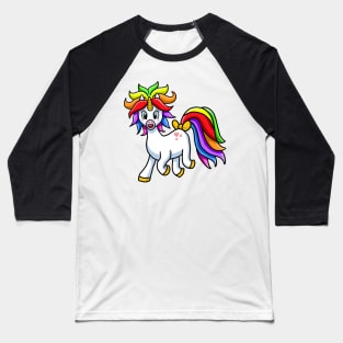 Pretty and Cute Rainbow Colored Unicorn Baseball T-Shirt